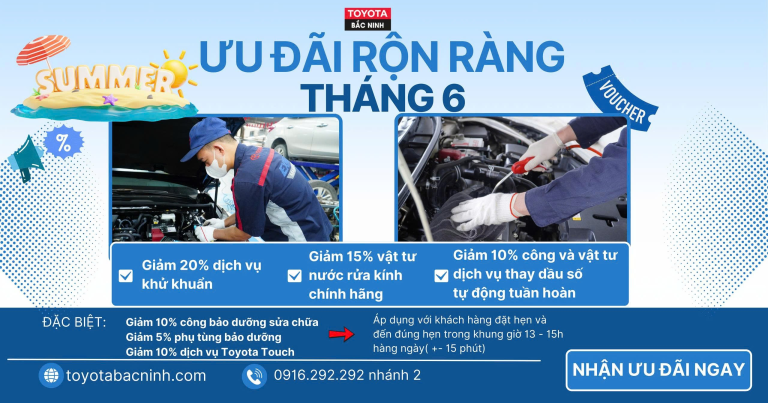 Chương Trình Khuyến Mại Dịch Vụ Tháng 6 Tại Toyota Bắc Ninh – Ưu Đãi Hấp Dẫn Chào Hè 2025